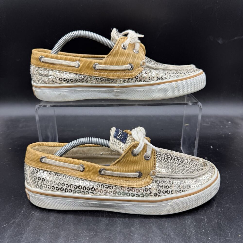 Sperry Top Sider Bahama Gold Sequin Boat Shoes 9383241 Women's Size 7 M